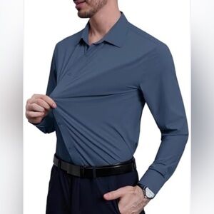 Lion Nardo Spaidersilk Stretch Men's Gray Dress Shirt Long Sleeve Muscle Fit Lg